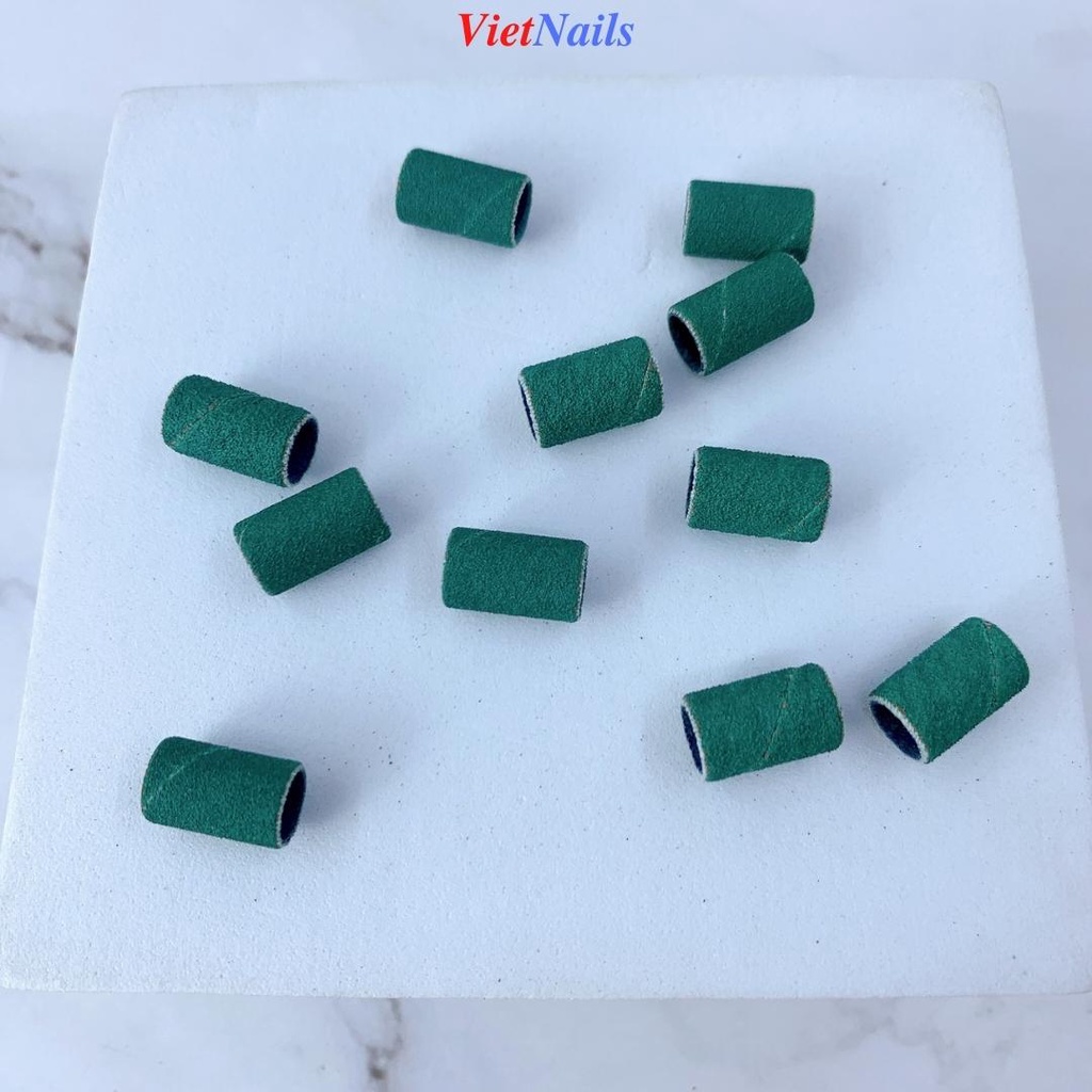 Hộp 100 Đầu Mài Nhám Giấy Xanh Mịn, Xanh Nhám - Tặng Kèm Đầu Gắn Mài Kim Loại