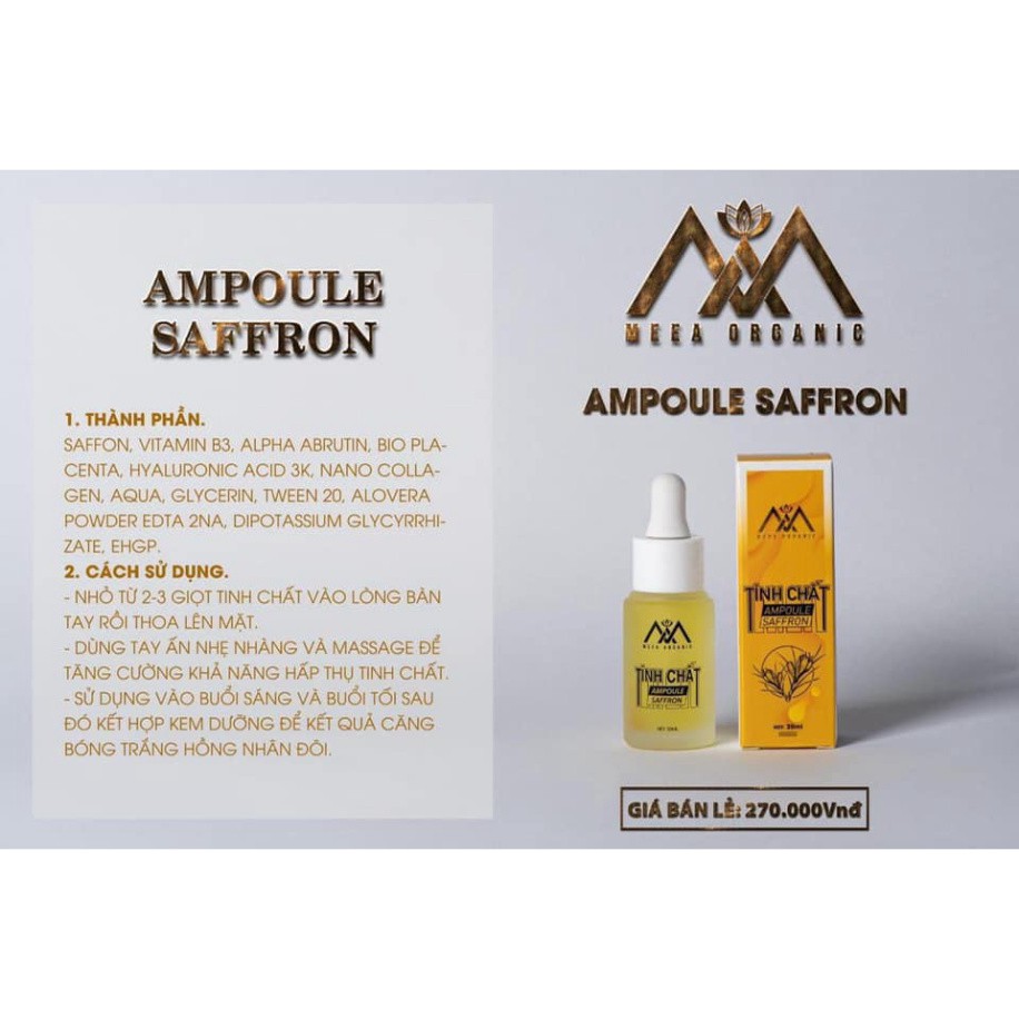 [100% Chính Hãng] tinh chất ampoule saffron serum meea organic  date mới