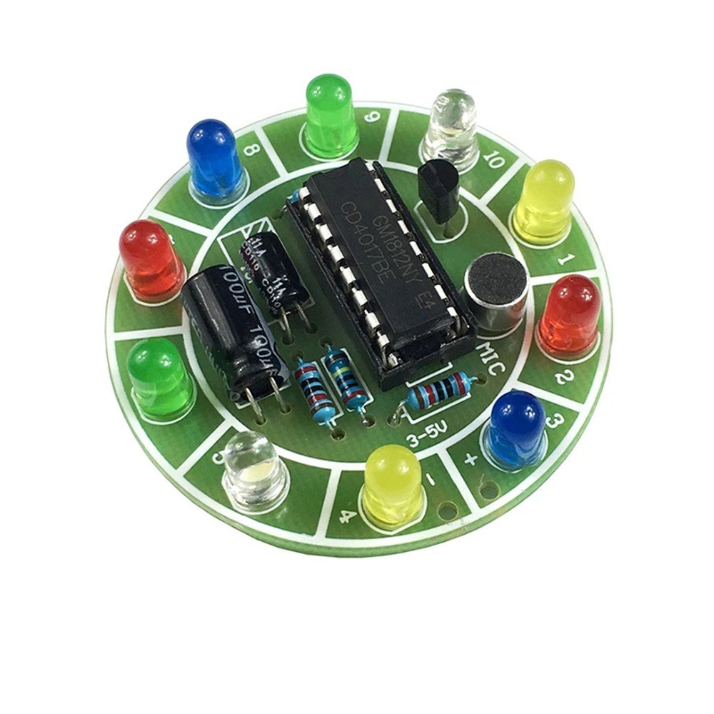 Bộ Đèn Led Điện Tử Nhiều Màu Sắc Sáng Tạo Cd4017 Cho Phòng Thí Nghiệm Điều Khiển Bằng Giọng Nói