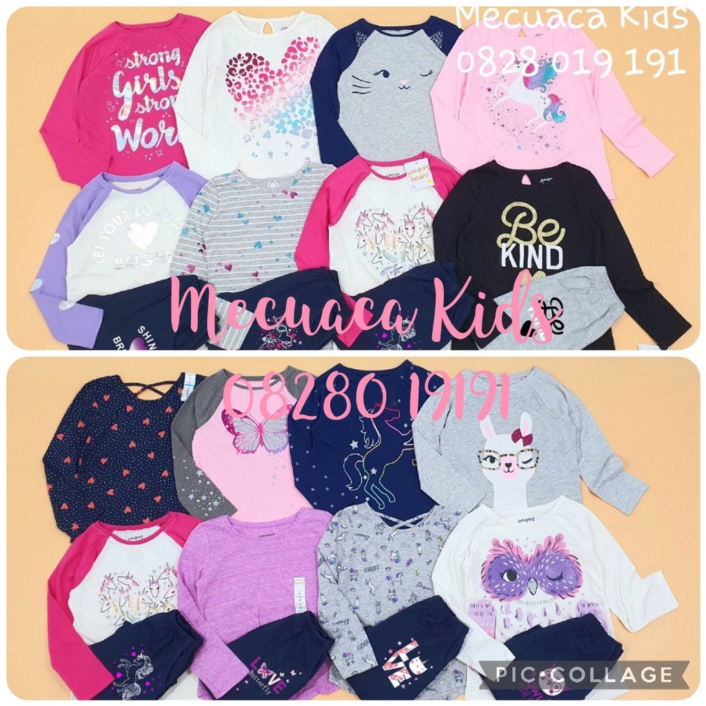 [5-12y (tiếp theo)] Bộ ngủ cotton mỏng dài tay mặc nhà thu đông form rộng rãi cho bé gái xuất dư xịn