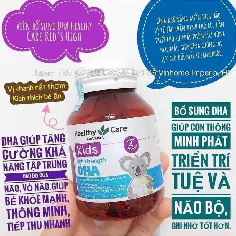 (CHÍNH HÃNG -TEM CHEMIST) DHA kisd heathycare vị chanh lọ 60v