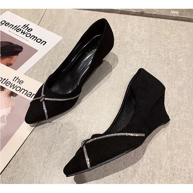 Giày đế xuồng da lộn mũi nhọn gót cao 5p và 8p size 33/40   100421