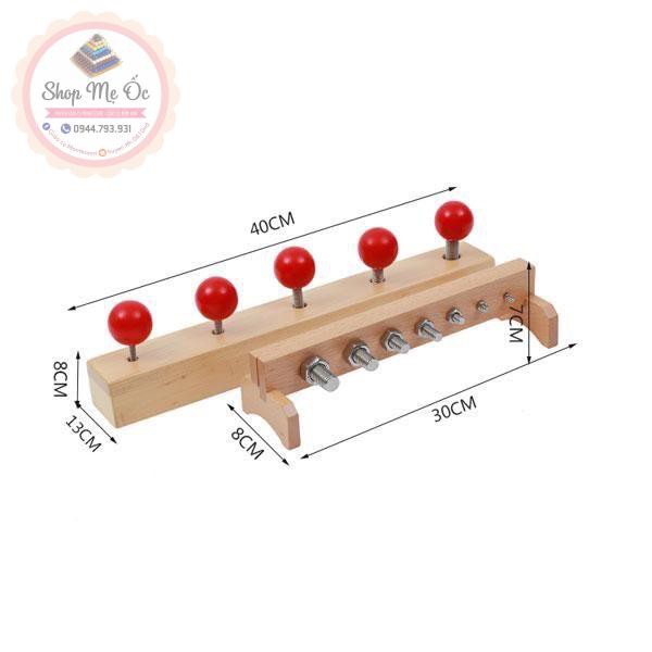 Giáo cụ Montessori - Bộ xoáy ốc vít núm đỏ BOLTS &amp; NUTS SETS