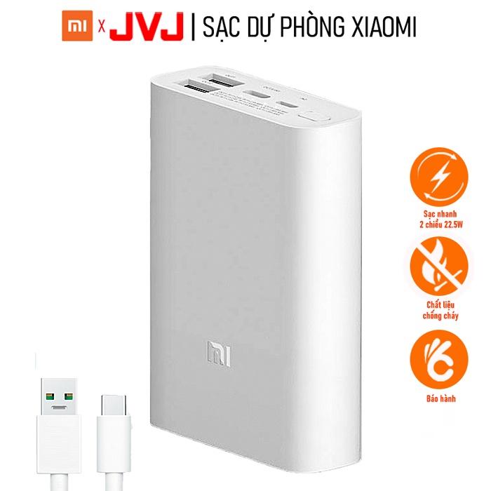 Sạc dự phòng Xiaomi 10000mAh Pocket PB1022ZM - Sạc nhanh Xiaomi 22.5W, Cổng TypeC 2 chiều tiện dụng | BH 06Tháng