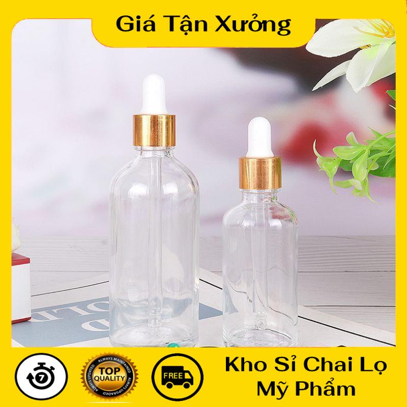 Lọ Chiết Serum ❤ TRÙM SỈ ❤ [50ml] Chai lọ tinh dầu thủy tinh nắp bóp giọt Khoen vàng chiết serum , phụ kiện du lịch