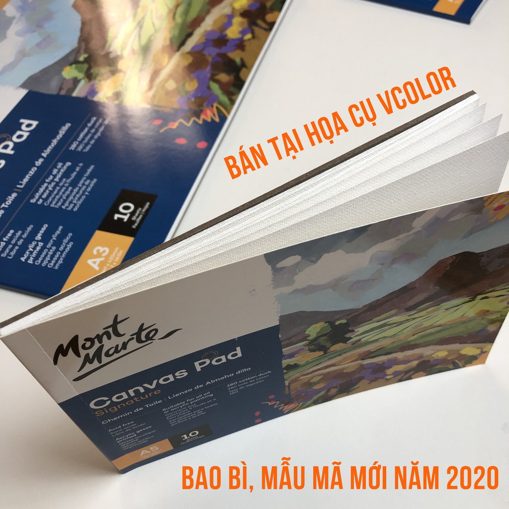Tập Giấy Vẽ Màu Acrylic,Sơn Dầu, Canvas Pad 10 Tờ Toan, 280Gsm - Canvas Pad Mont Marte A5/A4/A3
