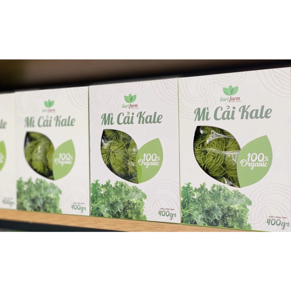 Mì cải Kale (cải xoăn) hữu cơ Surifarm/Mì tươi ăn liền 400gr/hộp=15 vắt ăn kiêng, giảm cân,healthy