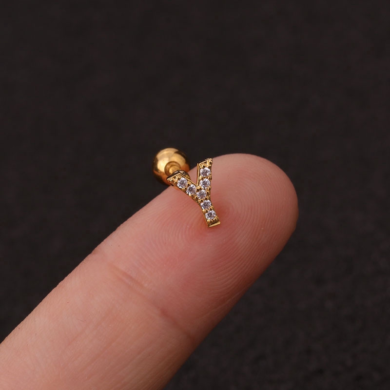 1 Đôi Khuyên Tai Chữ Cái U-Z 16g