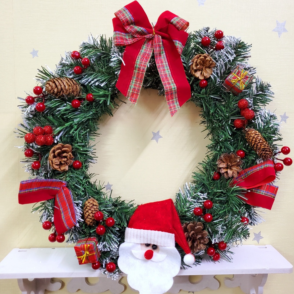 Vòng hoa Noel D09 Vòng Hoa Trang Trí Noel Vòng Nguyệt Quế Giáng Sinh Có Đèn