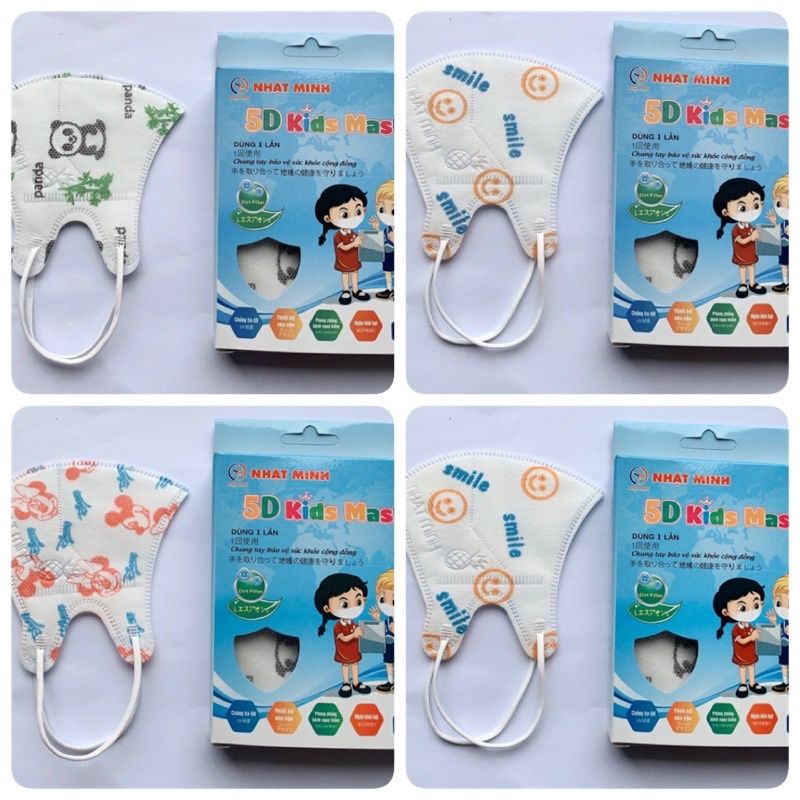 Hộp 10c 5D Kids Khẩu Trang 5D Trẻ Em Kháng Khuẩn Ngừa Bụi Dễ Thở Tiện dùng Cho Bé