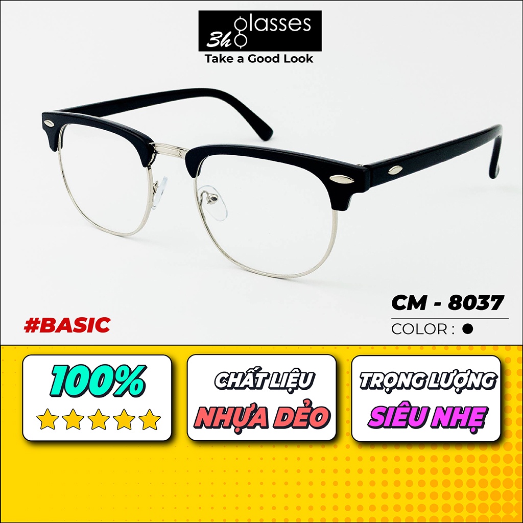 Gọng kính cận CLUB MASTER thời trang chất liệu nhựa ULTEM, bản lề TITANIUM. CM-8204