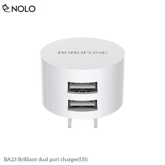 Cốc Sạc Điện Thoại Máy Tính Bảng 2.4A Model BA23 2 Khe Chui Cắm Chuẩn US Hỗ Trợ Điện 100-240V