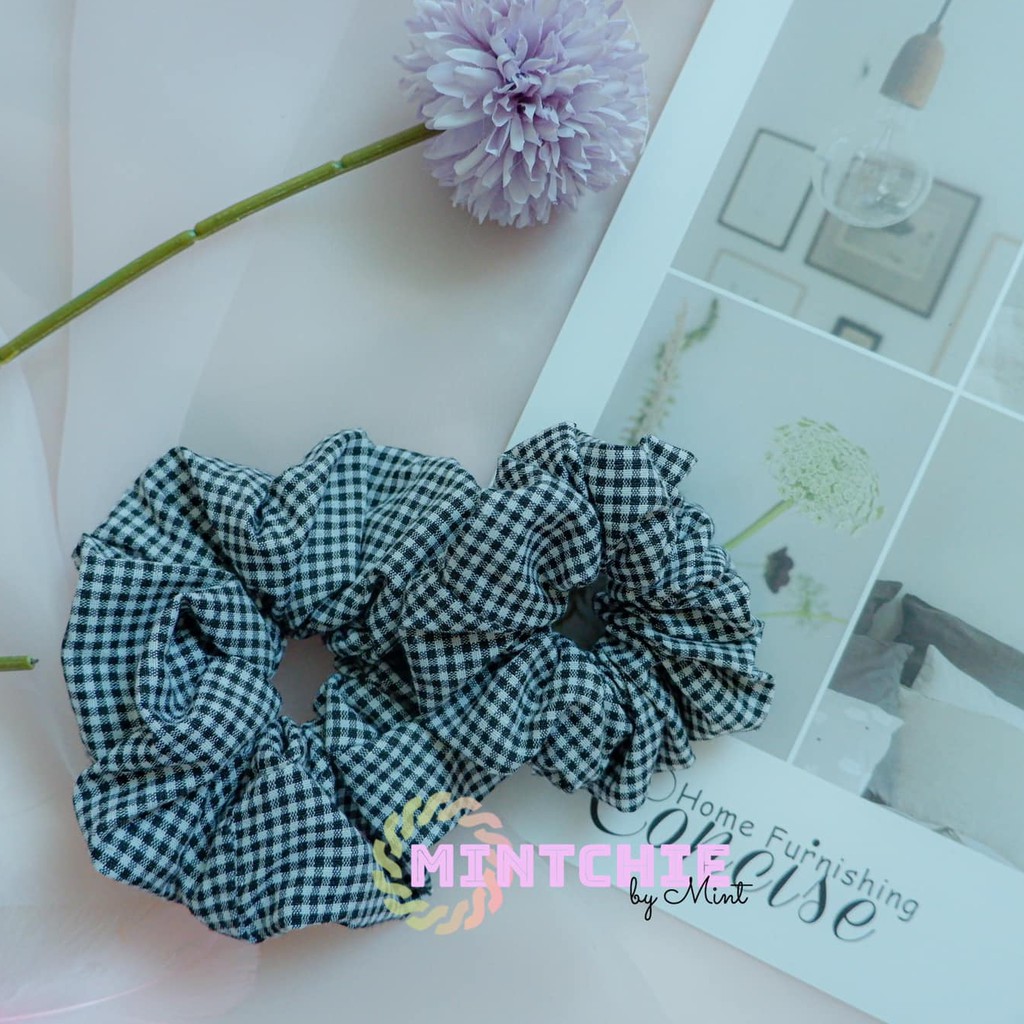 Đồ cột tóc - Scrunchies - A35- CARO ĐEN 2