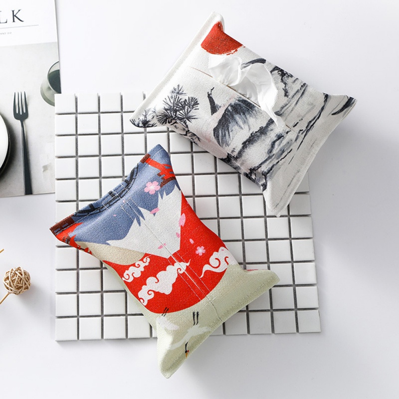 Túi Đựng Khăn Giấy Bằng Vải cotton Và Lanh Thiết Kế Rút Dây Phong Cách Nhật Bản
