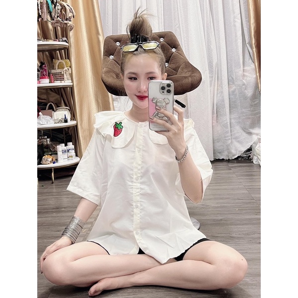 Set Áo SơMi Trái Dâu Bèo Tiểu Thư &amp; quần ngố