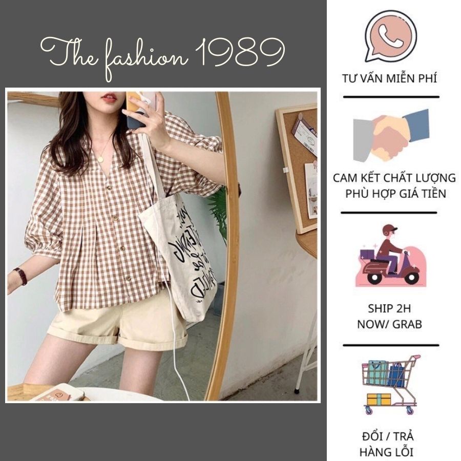 SET BỘ NỮ ÁO SƠ MI KẺ CARO PHỐI QUẦN ĐÙI NGẮN BABYDOLL- Set bộ quần đùi kaki kèm áo sơ mi