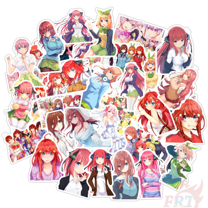 Set 50 miếng dán Quintessential Quintuplets Series 01 Anime Nakano Miku Ichika Nino Yotsuba Itsuki chống thấm nước