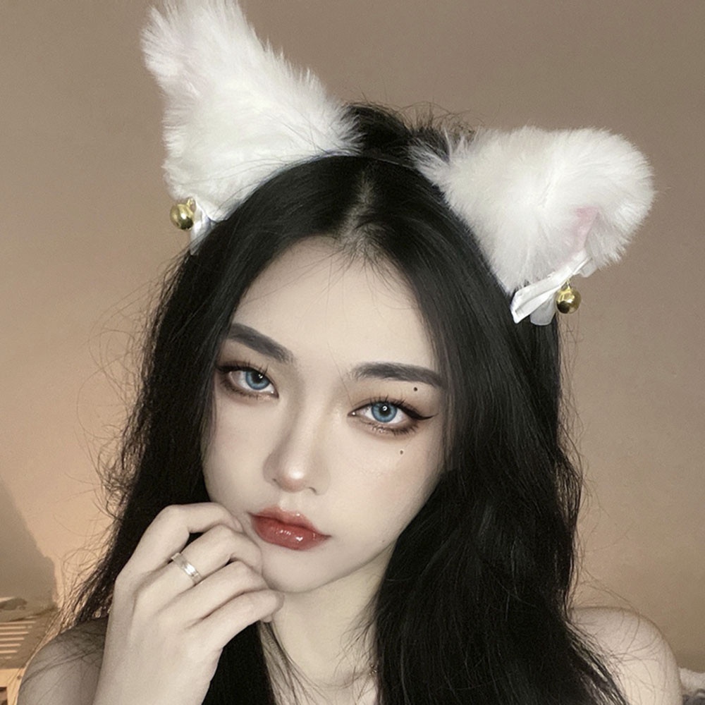 Cài tóc phối tai mèo lông nhung dễ thương dành cho nữ