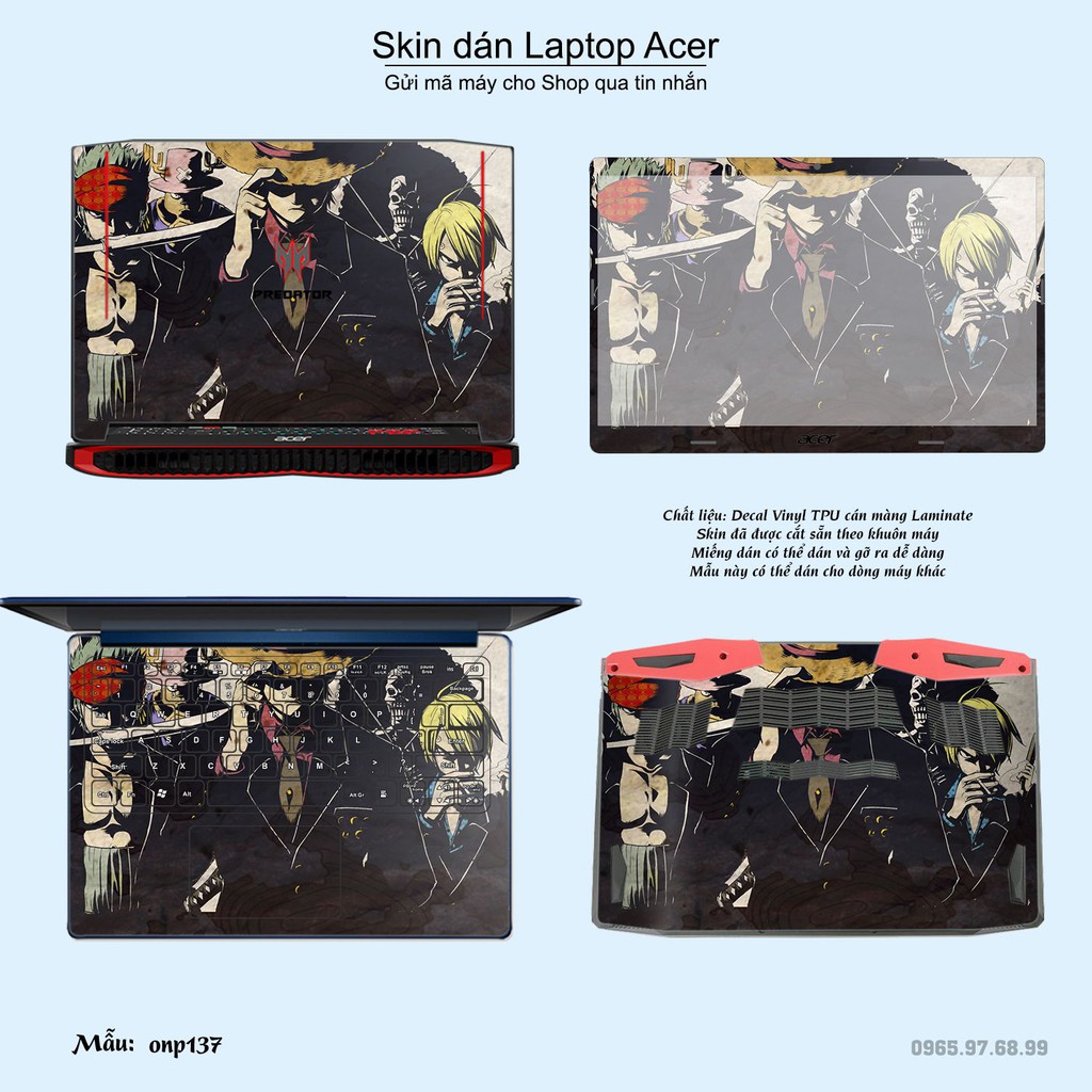 Skin dán Laptop Acer in hình One Piece nhiều mẫu 16 (inbox mã máy cho Shop)