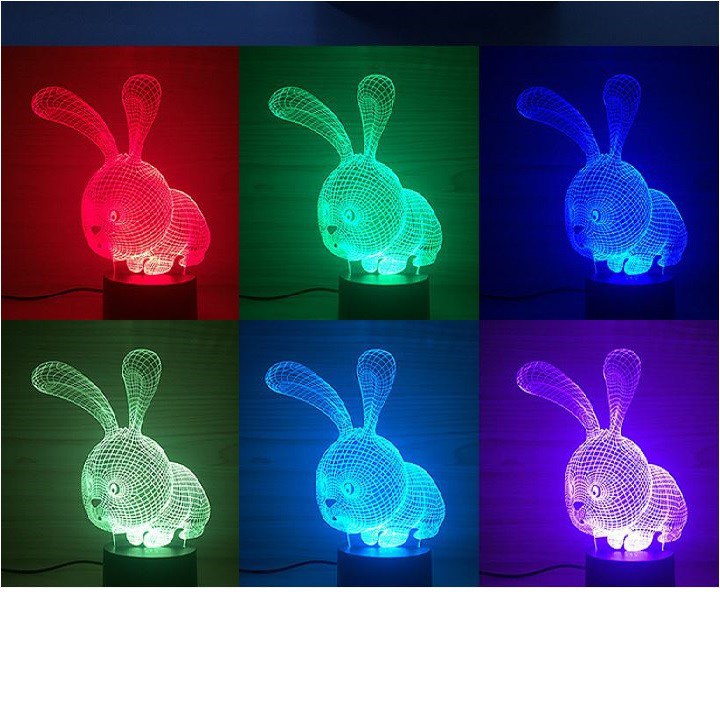 [7 màu] Led 3D Thỏ đáng yêu