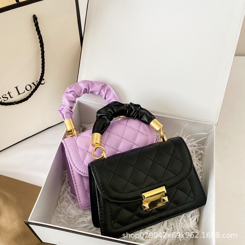 Túi xách tay đeo vai IELGY da PU họa tiết gân sọc kim cương thời trang dành cho nữ