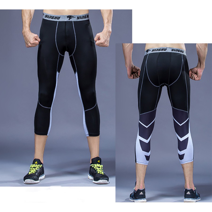 Quần Legging Nam Màu Đen Xám Chuyên Tập Gym & Chạy Bộ YINGHU