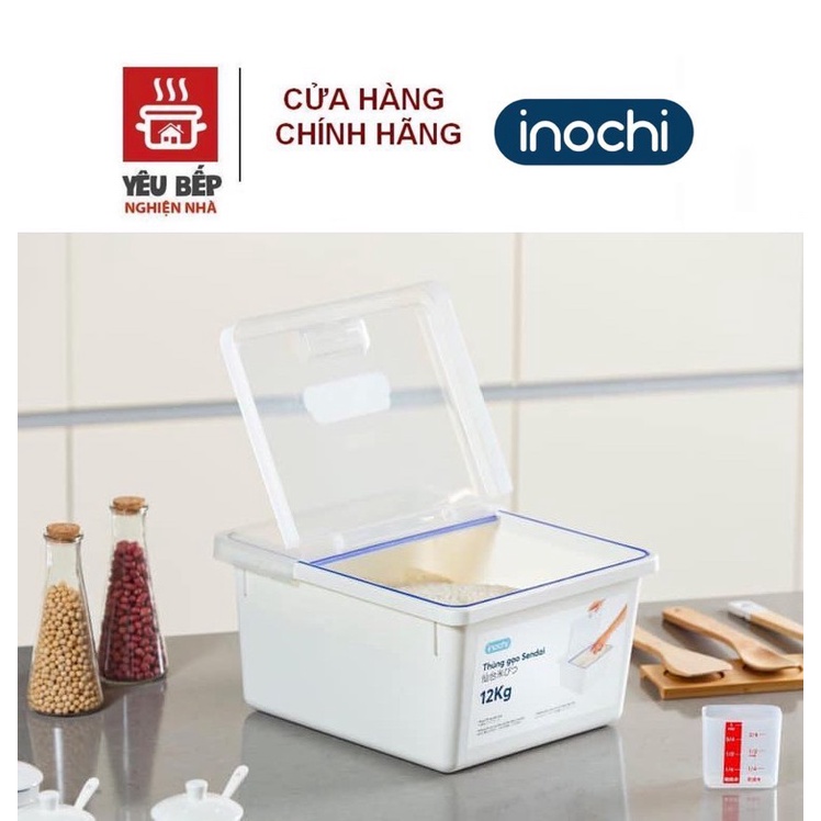Thùng đựng gạo Inochi - Sendai 12kg Chống ẩm mốc, oxi hóa, mùi hôi