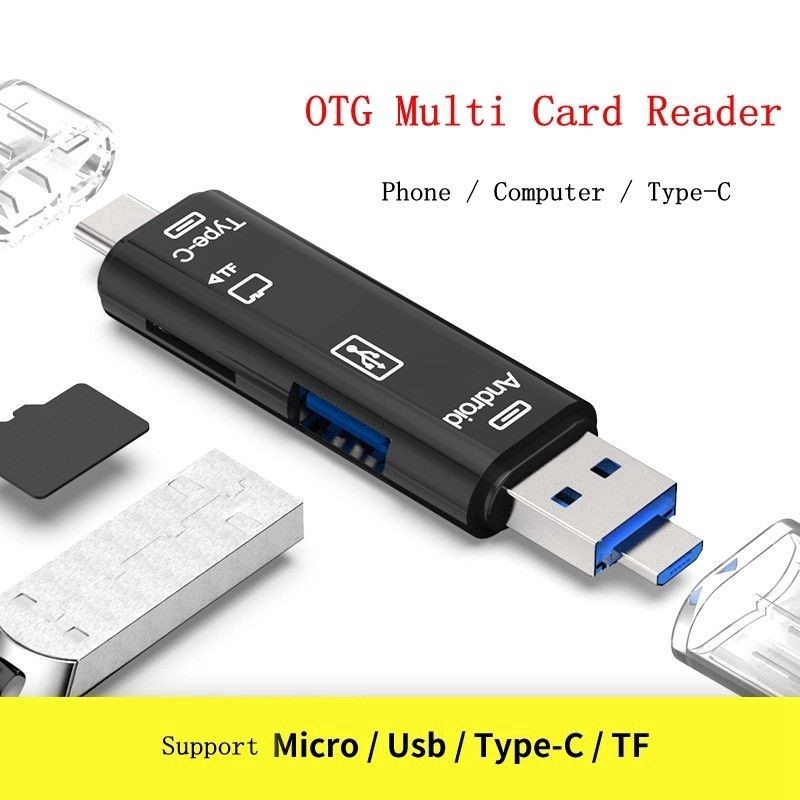 Đầu đọc thẻ nhớ 5 trong 1 cổng type C Micro TF OTG USB 3.0 tiện dụng