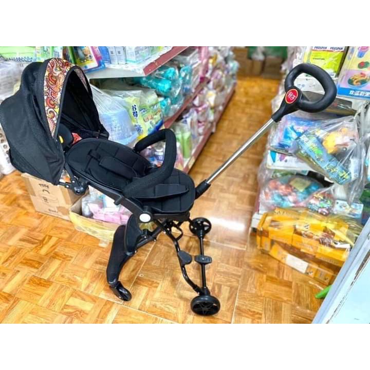 Xe đẩy gấp gọn , xe đẩy 2 chiều 3 tư thế nằm, ngả, ngồi có đệm + mái full phụ kiện M8
