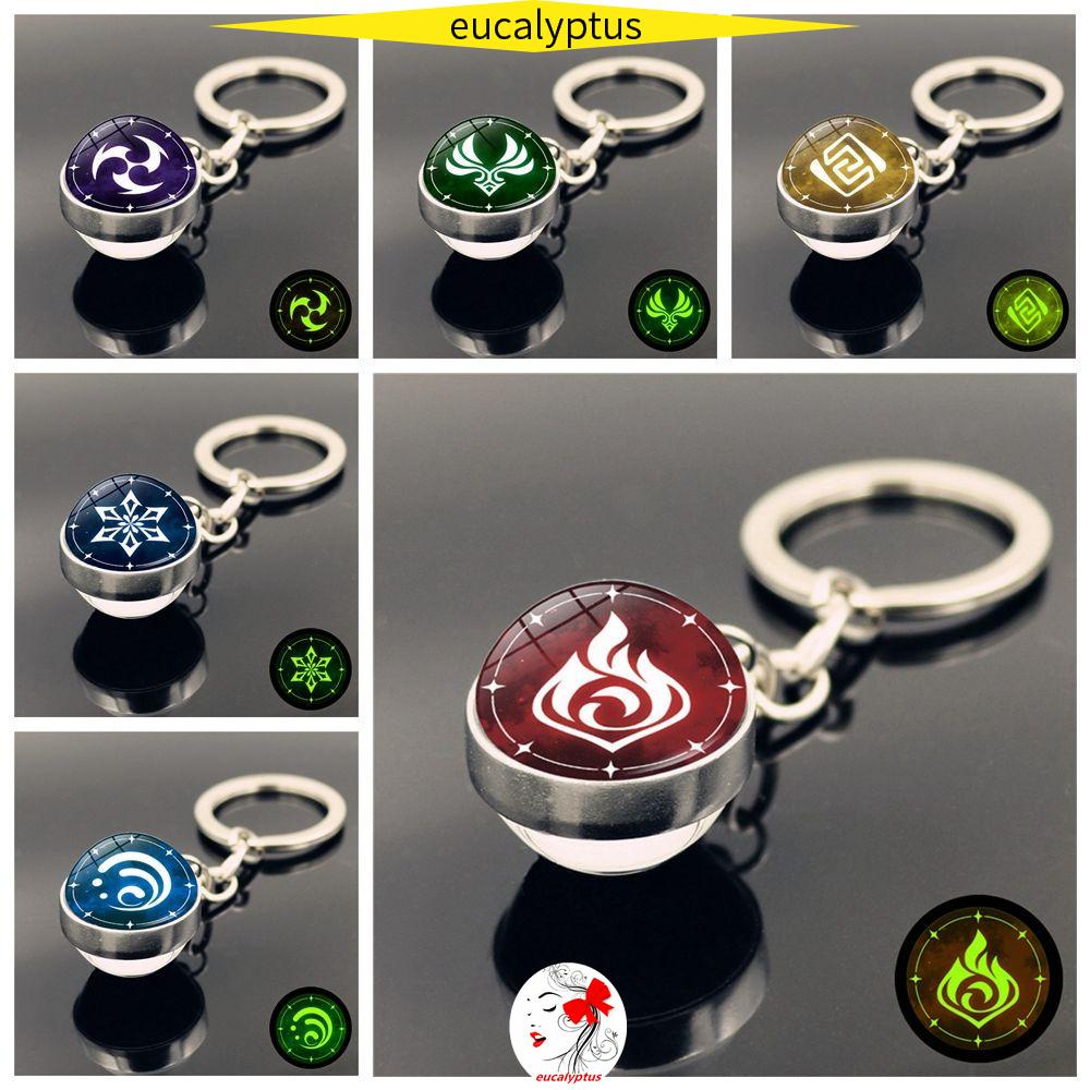 Eupus Móc Khóa Quả Cầu Thủy Tinh Hai Mặt Dạ Quang Thời Trang Cho Nam Nữ