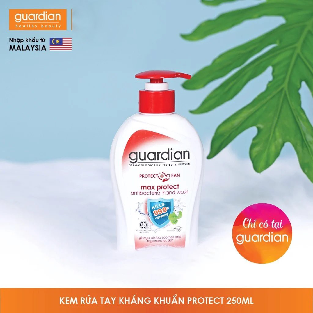 Nước rửa tay Guardian diệt khuẩn 250ml, diệt 99,9% vi khuẩn, xuất xứ Malaysia