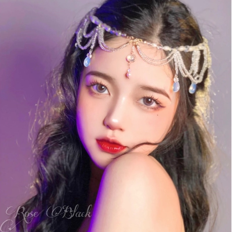 Cài tóc đeo trán hạt pha lê cosplay lolita, cổ trang, thiên thần mã iy-01