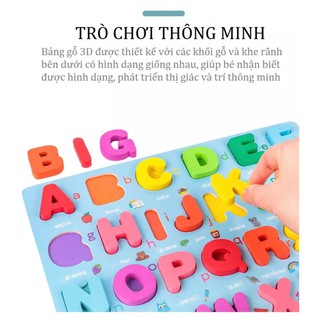 [ BẢNG GỖ ] - Đồ Chơi Gỗ Bảng Ghép Chữ Cái Tiếng Anh Bảng Ghép Số Nổi Bằng Gỗ Cho Bé
