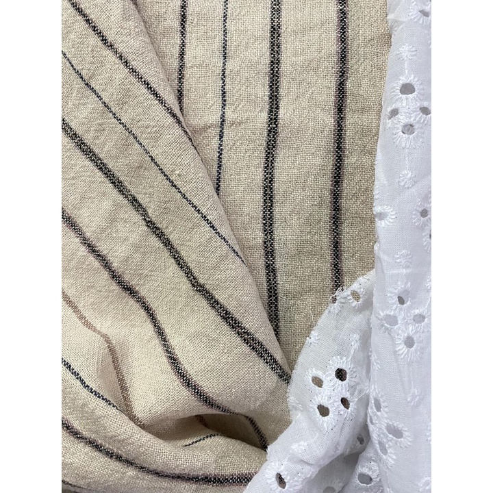 Vải linen bột màu kẻ sọc