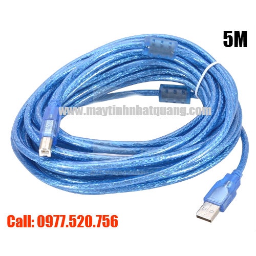 Cáp máy in USB 2.0 dài 1,5M -> 5M màu xanh chống nhiễu