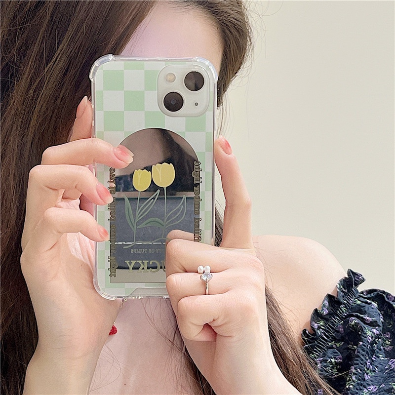 Ốp lưng iphone Ốp Điện Thoại Tráng Gương Họa Tiết Hoa Tulip Cho Iphone 14pro 6/6splus/7/7plus/8/8plus/x/xr/xs/11/14pro/13/pro/max/plus/promax Dinuo case