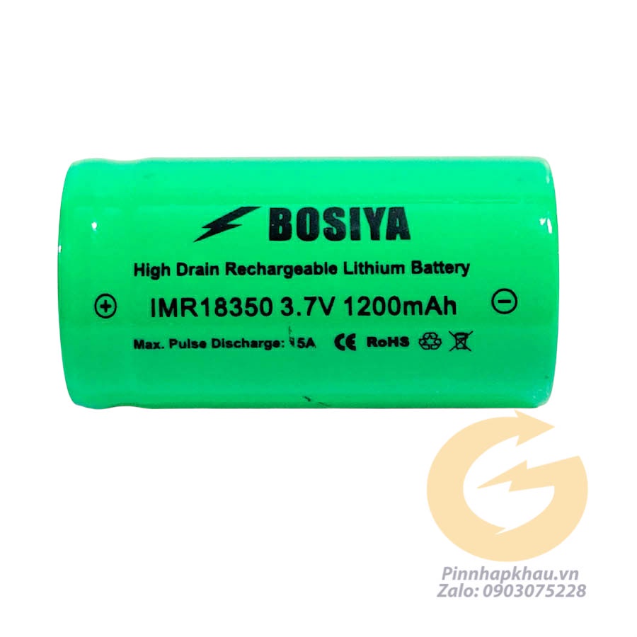 [P19] Pin sạc 18350 Bosiya IMR xã cao 15A dung lượng 1200mah chính hãng dùng cho thiết bị cầm tay, pin máy ảnh