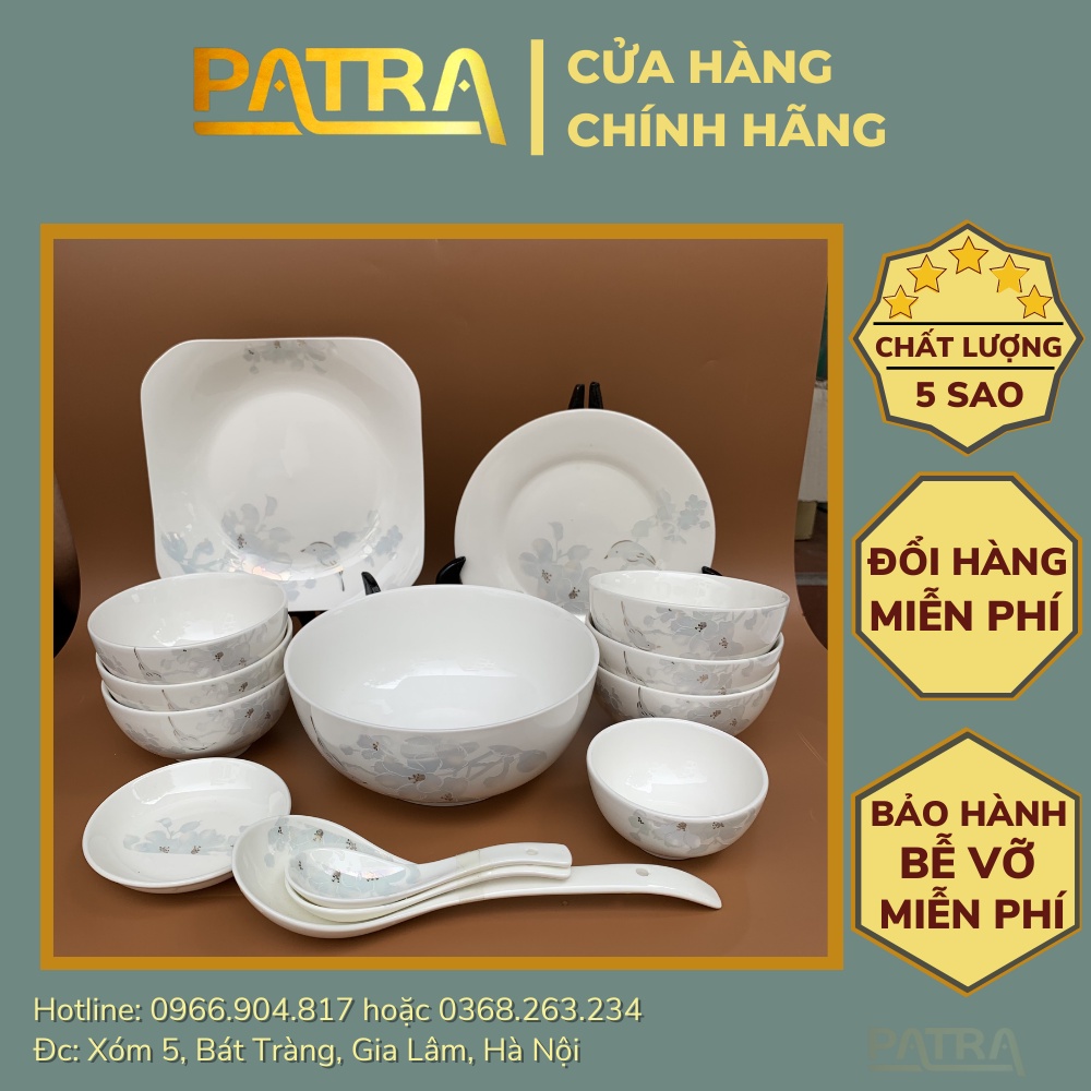 Bộ bát đĩa sứ M6 - bộ bát đĩa Bát Tràng cao cấp