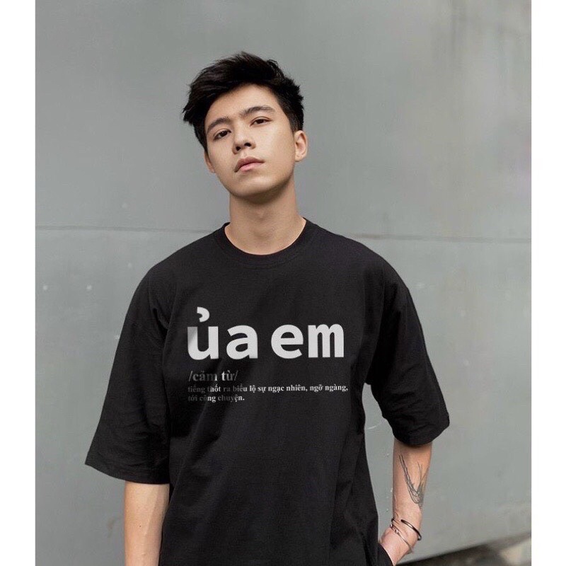 Áo đôi, áo thun cặp nam nữ tay lỡ Unisex Ủa Em form rộng vải cotton Hot Trend 2022