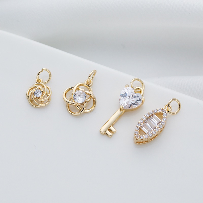 Móc Khóa Bằng Đồng 14k Đính Đá Zircon Hình Vuông Nhiều Màu Sắc