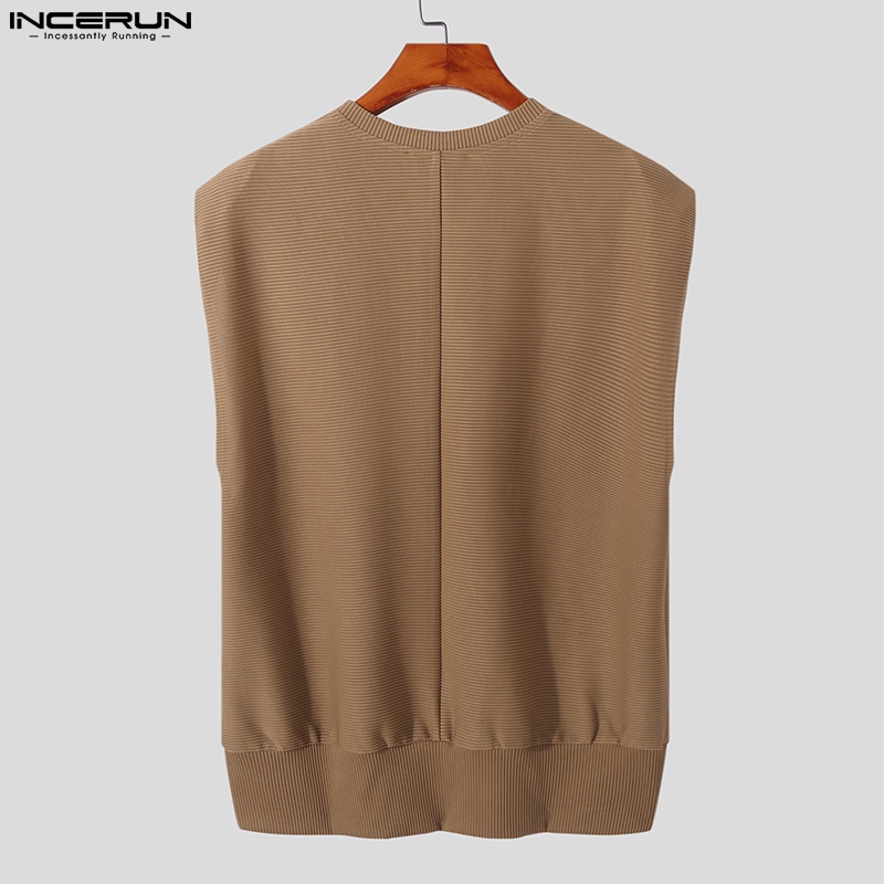 Áo thun ba lỗ INCERUN màu sắc đơn giản cho nam