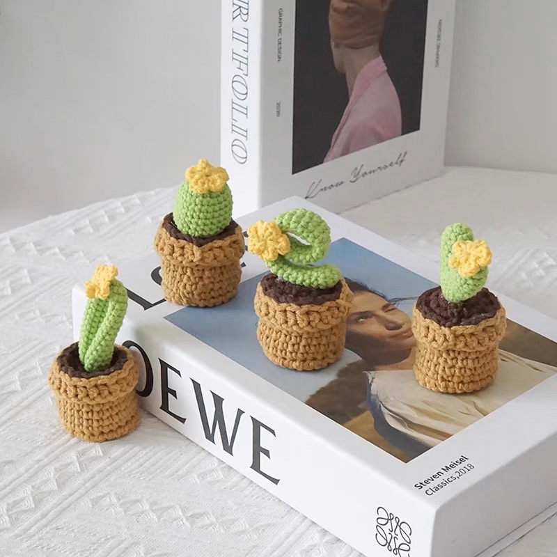 DIY Gói Nguyên Liệu - Combo 4 Chậu Xương Rồng    - Quà Tặng Handmade Tự Làm Decor [Có hướng dẫn]