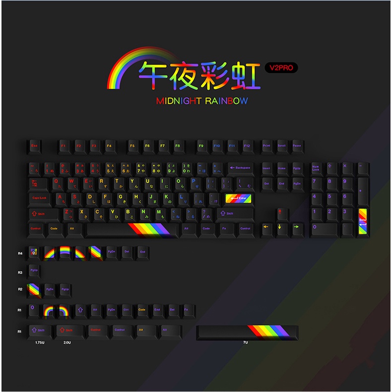 GMK Rainbow keycaps, 133 phím PBT keycaps cherry Profile DYE-SUB Cá nhân hóa GMK Keycaps cho bàn phím cơ