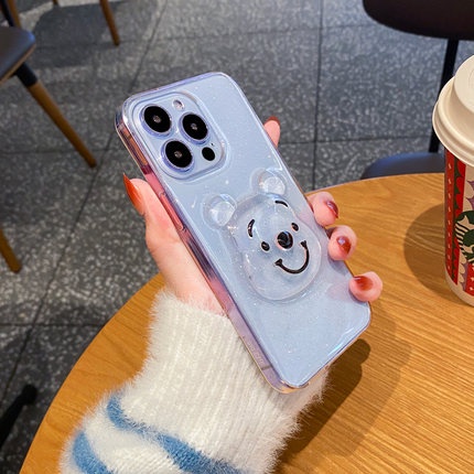 Ốp lưng mềm trong suốt in hình gấu Pooh 3D laser cho Iphone 14 13 Pro Max 12 Pro Max 11 Pro Max 7 8 Plus XR XS Max SE 20