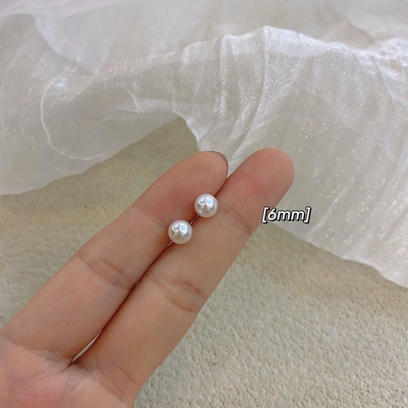 Bộ bông tai tròn đính ngọc trai nhân tạo thời trang