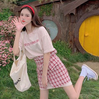 Set đồ đôi caro váy suông