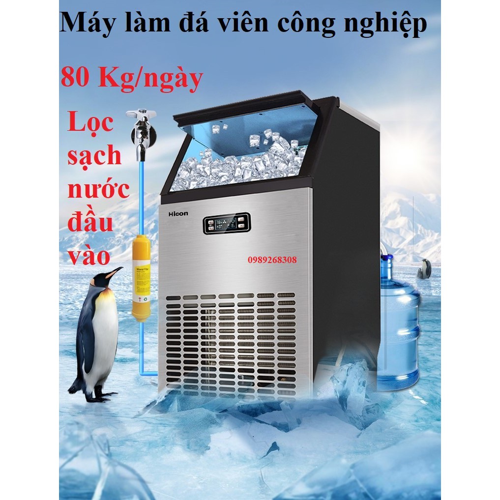 Máy làm đá viên tinh khiết TAKAIPRO 80kg HZB-80 -tích hợp bộ lọc- chuyên dụng cho các nhà hàng quán cafe trà sữa- HICON