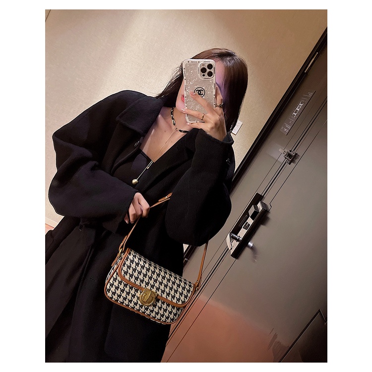 Túi Đeo Chéo Vai Họa Tiết houndstooth Thời Trang Phong Cách retro