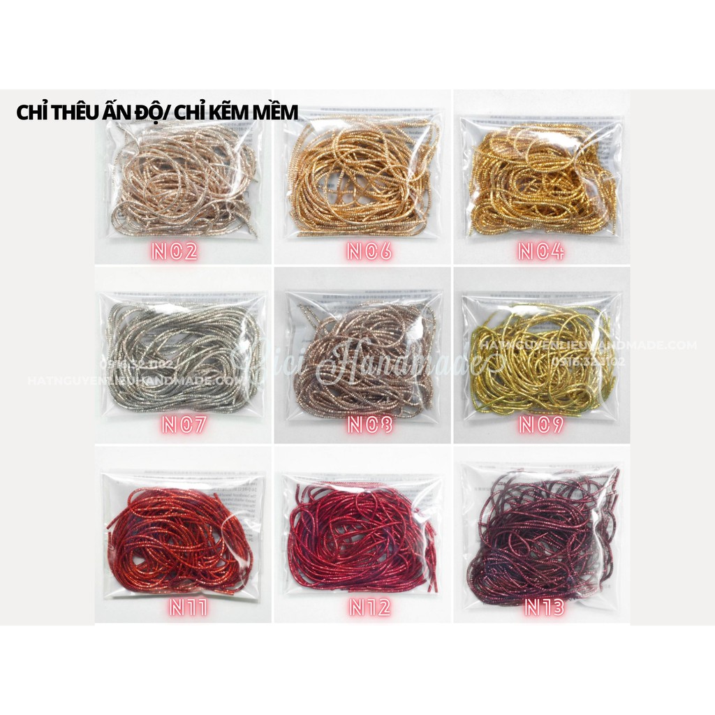 Túi 5g chỉ kẽm thêu ấn độ dạng kẽm xoắn nhăn mềm 1,5mm Cici Handmade chuyên hạt cườm nguyên liệu hạt đá hạt pha lê