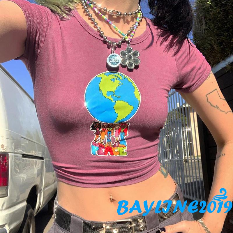 Áo Thun Nữ Ngắn Tay Cổ Tròn Hở Eo Quyến Rũ